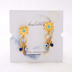 Gold-Plated Flower Earrings with Crystals and Enamel | Toolittle
