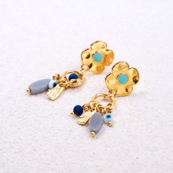 Gold-Plated Flower Earrings with Crystals and Enamel | Toolittle