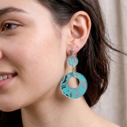 Σκουλαρίκια με επάργυρη επιμετάλλωση και πλέξιγκλας με σχέδιο
