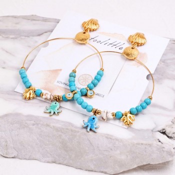 Σκουλαρίκια Κρίκοι Sea Life | Howlite & Enamel