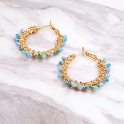 Σκουλαρίκια Κρίκοι Ανοξείδωτο Ατσάλι | Crystal Beads Σκουλαρίκια από ανοξείδωτο ατσάλι με επίχρυση επιμετάλλωση και κρύσταλλα