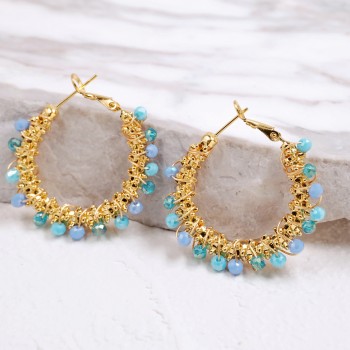 Σκουλαρίκια Κρίκοι Ανοξείδωτο Ατσάλι | Crystal Beads
