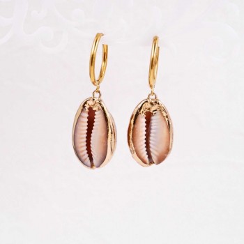 Stainless Steel | Σκουλαρίκια Κρίκοι Cowrie Shells