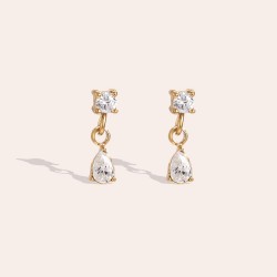 Σκουλαρίκια Ανοξείδωτο Ατσάλι - Mini Cubic Zircon Επίχρυσα σκουλαρίκια από ανοξείδωτο ατσάλι και ζιργκόν