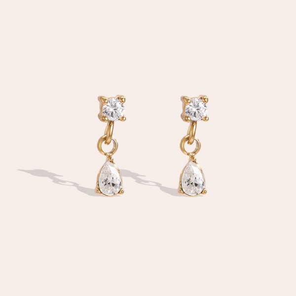 Σκουλαρίκια Ανοξείδωτο Ατσάλι - Mini Cubic Zircon Επίχρυσα σκουλαρίκια από ανοξείδωτο ατσάλι και ζιργκόν
