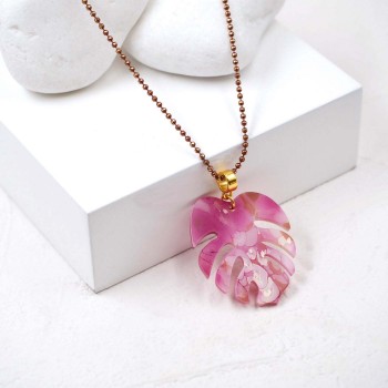 Μακρύ Κολιέ Toolittle - Resin Leaf Fuchsia Μακρύ Κολιέ Toolittle - Resin Leaf Fuchsia