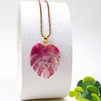 Μακρύ Κολιέ Toolittle - Resin Leaf Fuchsia