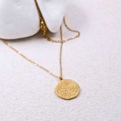 Stainless Steel Jewelry: Handmade Necklace - Phaistos Disc Handmade necklace made of 24K gold-plated stainless steel with Phaistos Disc
