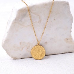 Stainless Steel Jewelry: Handmade Necklace - Phaistos Disc Handmade necklace made of 24K gold-plated stainless steel with Phaistos Disc