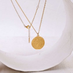 Stainless Steel Jewelry: Handmade Necklace - Phaistos Disc Handmade necklace made of 24K gold-plated stainless steel with Phaistos Disc