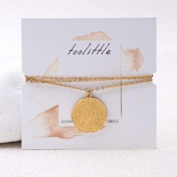 Stainless Steel Jewelry: Handmade Necklace - Phaistos Disc Handmade necklace made of 24K gold-plated stainless steel with Phaistos Disc