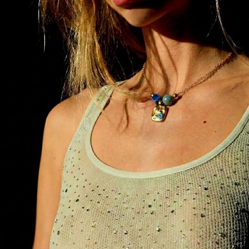 Χειροποίητο Επίχρυσο Κολιέ: Μάτι με Σμάλτο