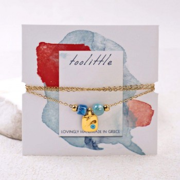 Χειροποίητο Επίχρυσο Κολιέ: Μάτι με Σμάλτο