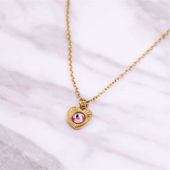 Stainless Steel Jewelry: Κολιέ Καρδιά με Κρύσταλλο