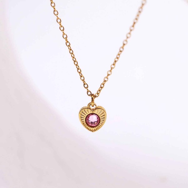 Χειροποίητο Κολιέ Καρδιά με Κρύσταλλο Swarovski Xειροποίητo κολιέ από επιχρυσωμένο ανοξείδωτο ατσάλι με καρδιά