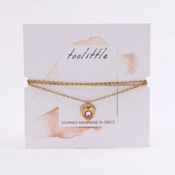 Χειροποίητο Κολιέ Καρδιά με Κρύσταλλο Swarovski Xειροποίητo κολιέ από επιχρυσωμένο ανοξείδωτο ατσάλι με καρδιά