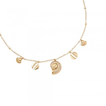 Stainless Steel Jewelry: Κολιέ με Κοχύλια & Στρας