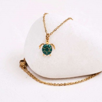 Stainless Steel Jewelry: Κολιέ Χελώνα από Σμάλτο