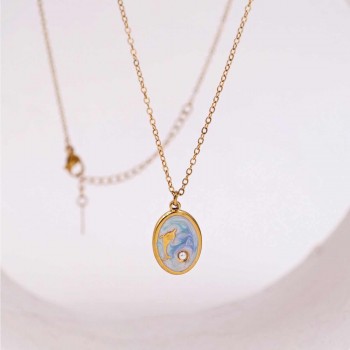 Stainless Steel Jewelry: Κολιέ Mother of Pearl| Dolphin