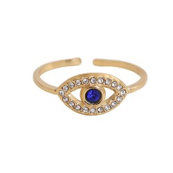 Gold-Plated Stainless Steel Ring | Zircon Evil Eye Gold-plated ring made of stainless steel with Zircon Evil Eye