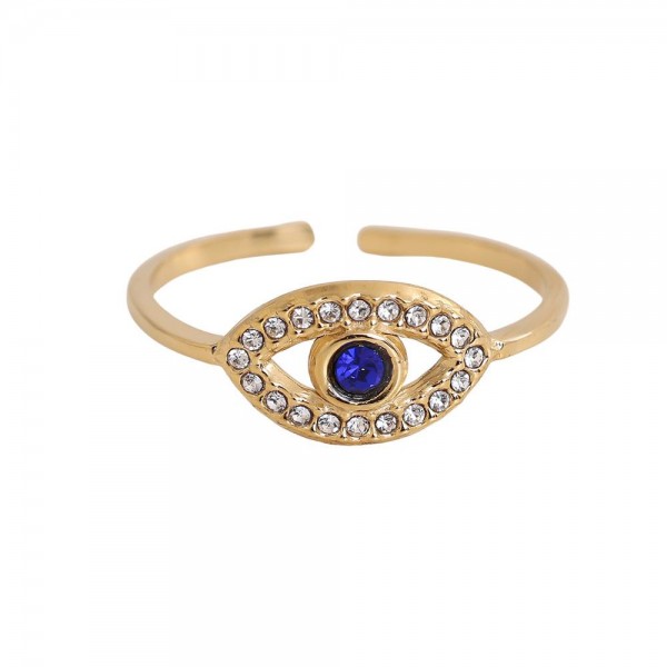 Gold-Plated Stainless Steel Ring | Zircon Evil Eye Gold-plated ring made of stainless steel with Zircon Evil Eye