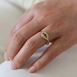 Gold-Plated Stainless Steel Ring | Zircon Evil Eye Gold-plated ring made of stainless steel with Zircon Evil Eye