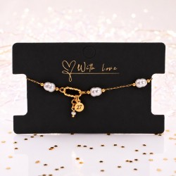 Stainless Steel Jewelry: Βραχιόλι - Γούρι με Καλλιεργημένα Μαργαριτάρια Βραχιόλι Γούρι 2027 από ανοξείδωτο ατσάλι με επιμετάλλωση 24Κ χρυσού