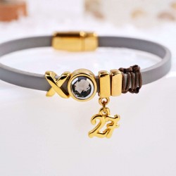 Βραχιόλι Γούρι 2027 - Κρύσταλλο Swarovski - Grey Δερμάτινο βραχιόλι γούρι 2027 με κρύσταλλο Swarovski και επίχρυσα στοιχεία