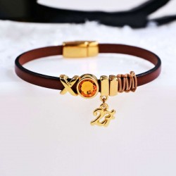 Βραχιόλι Γούρι 2027 - Κρύσταλλο Swarovski - Dark Brown Δερμάτινο βραχιόλι γούρι 2027 με κρύσταλλο Swarovski και επίχρυσα στοιχεία