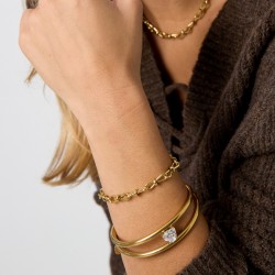 Stainless Steel Jewelry: Βραχιόλι Αλυσίδα Βραχιόλι Αλυσίδα από ανοξείδωτο ατσάλι με επιμετάλλωση 24Κ χρυσού
