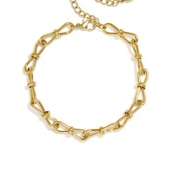Stainless Steel Jewelry: Επίχρυσο Βραχιόλι Αλυσίδα "Knot"