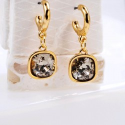 Επίχρυσα Σκουλαρίκια Κρίκοι με Κρύσταλλα Swarovski | Greige Σκουλαρίκια Κρίκοι με Κρύσταλλα Swarovski σε επιμετάλλωση χρυσού 24Κ