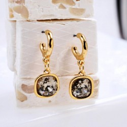 Επίχρυσα Σκουλαρίκια Κρίκοι με Κρύσταλλα Swarovski | Greige Σκουλαρίκια Κρίκοι με Κρύσταλλα Swarovski σε επιμετάλλωση χρυσού 24Κ