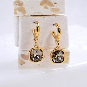 Σκουλαρίκια Κρίκοι με Κρύσταλλα Swarovski | Greige
