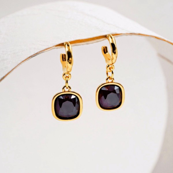Επίχρυσα Σκουλαρίκια Κρίκοι με Κρύσταλλα Swarovski | Dark Red Σκουλαρίκια Κρίκοι με Κρύσταλλα Swarovski σε επιμετάλλωση χρυσού 24Κ