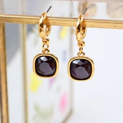 Επίχρυσα Σκουλαρίκια Κρίκοι με Κρύσταλλα Swarovski | Dark Red Σκουλαρίκια Κρίκοι με Κρύσταλλα Swarovski σε επιμετάλλωση χρυσού 24Κ