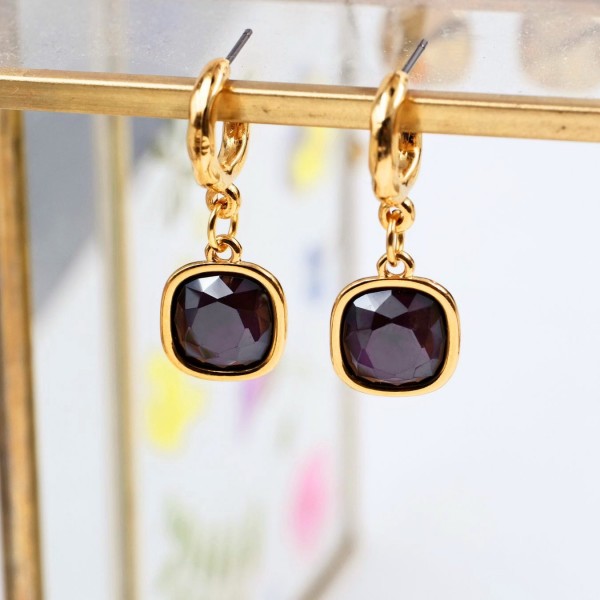 Επίχρυσα Σκουλαρίκια Κρίκοι με Κρύσταλλα Swarovski | Dark Red Σκουλαρίκια Κρίκοι με Κρύσταλλα Swarovski σε επιμετάλλωση χρυσού 24Κ