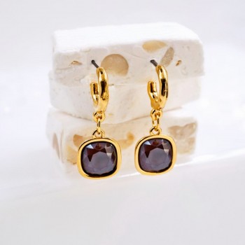 Σκουλαρίκια Κρίκοι με Κρύσταλλα Swarovski | Dark Red