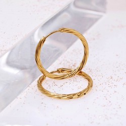 Ατσάλινα Σκουλαρίκια Κρίκοι 25mm με Πλεκτό Σχέδιο