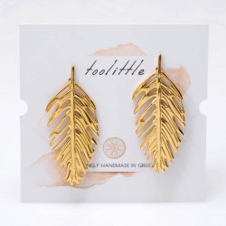 Stainless Steel Leaf Drop Earrings Stainless Steel Leaf Drop Earrings with 24K gold plating
