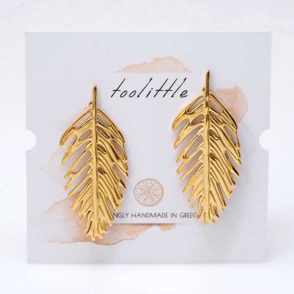 Stainless Steel Leaf Drop Earrings Stainless Steel Leaf Drop Earrings with 24K gold plating