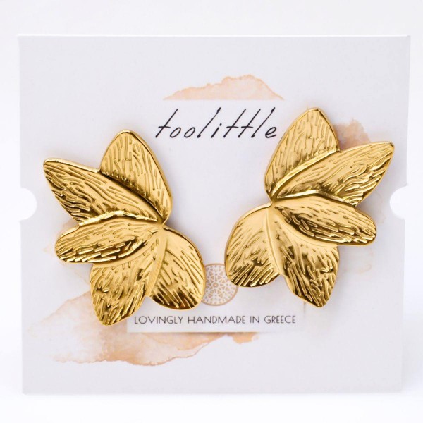 Stainless Steel Floral Statement Earrings Stainless Steel Floral Statement Earrings with 24K gold plating