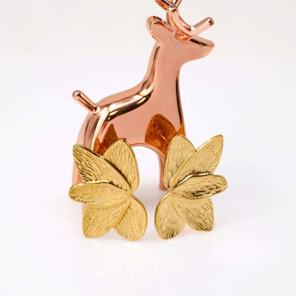 Stainless Steel Floral Statement Earrings Stainless Steel Floral Statement Earrings with 24K gold plating