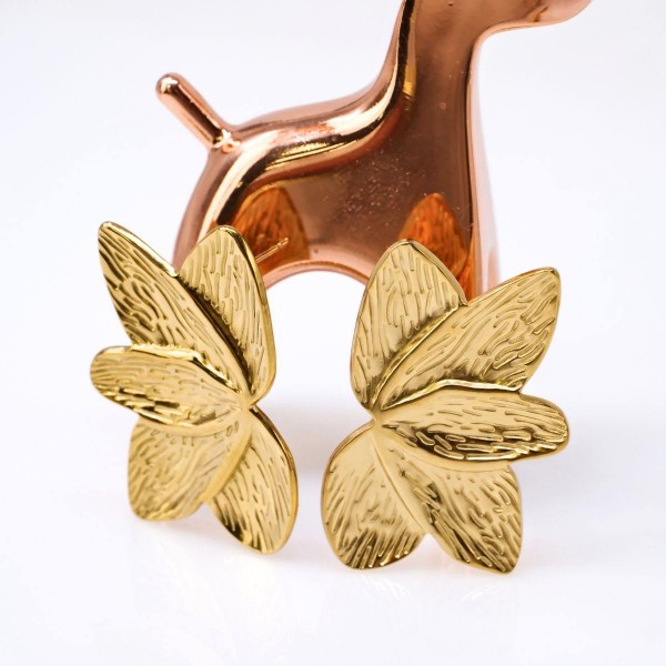 Stainless Steel Floral Statement Earrings Stainless Steel Floral Statement Earrings with 24K gold plating