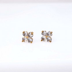 Stainless Steel Four-Leaf Clover Stud Earrings with Zircons Stainless Steel Four-Leaf Clover Stud Earrings with Zircons and 24K gold-plating