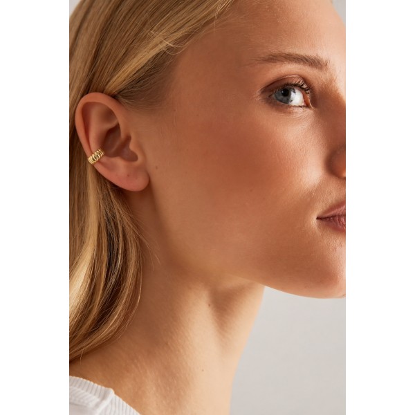Ear Cuff από Ανοξείδωτο Ατσάλι με Ανάγλυφο Σχέδιο Ear Cuff με Ανάγλυφο Σχέδιο από Ανοξείδωτο Ατσάλι με Επίχρυση Επιμετάλλωση 24Κ
