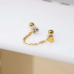 Piercing με Καρδιά, Αλυσίδα & Ζιργκόν από Ανοξείδωτο Ατσάλι Σκουλαρίκι Piercing με καρδιά, αλυσίδα & ζιργκόν από ανοξείδωτο ατσάλι
